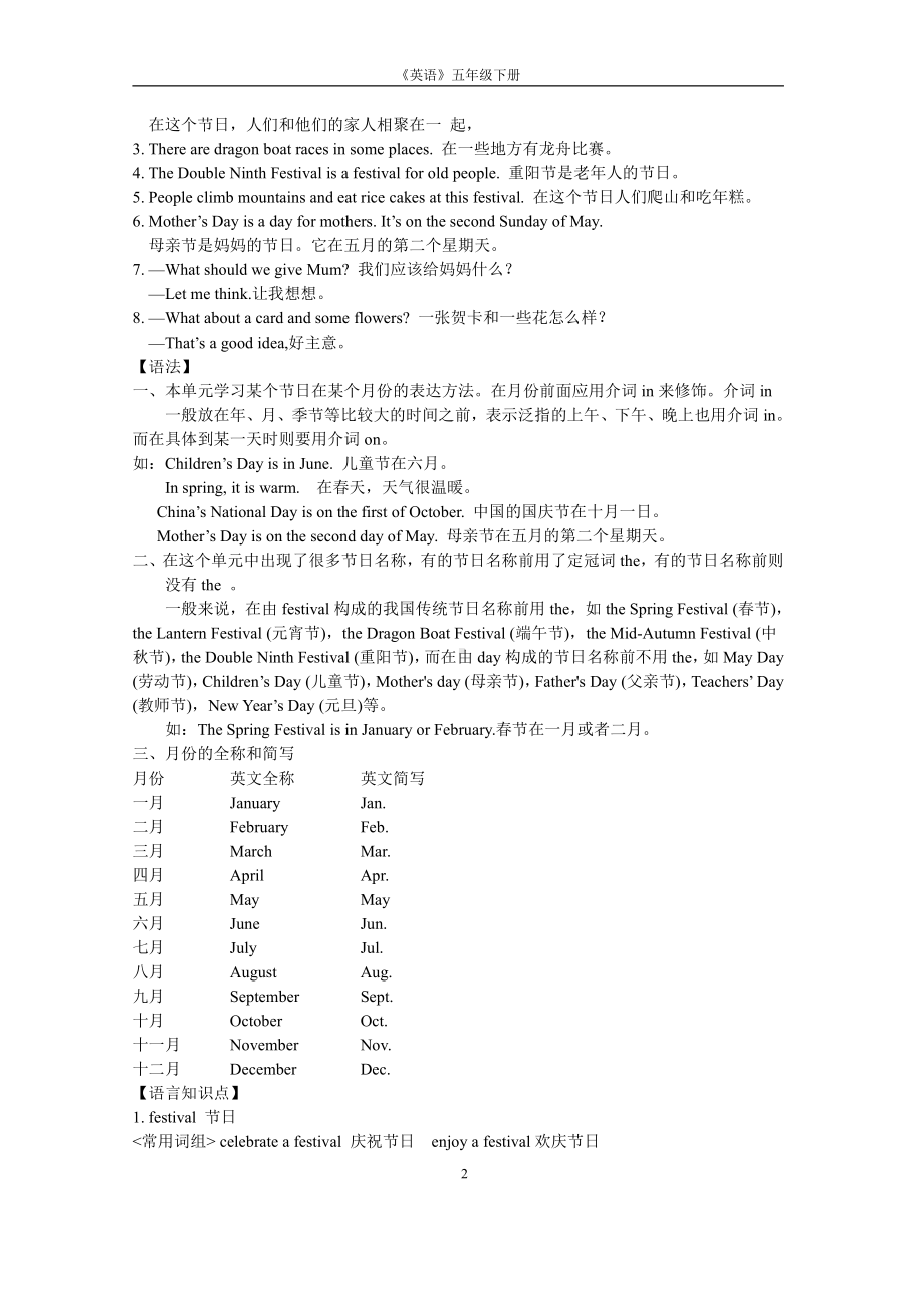 译林版五下英语5B Unit7知识点汇总.doc_第2页