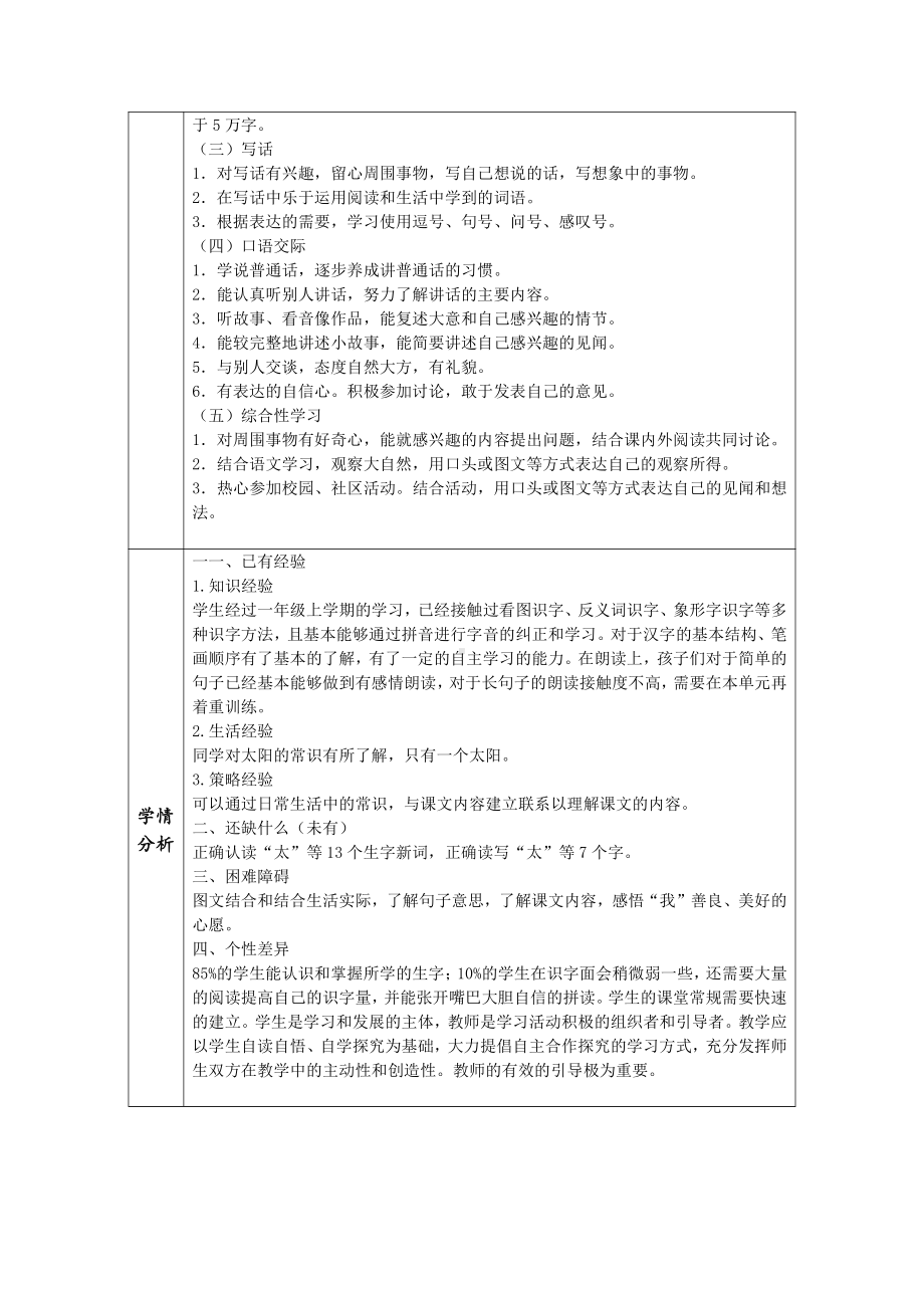 南京某学校部编版一年级语文下册《四个太阳》教案（共2课时）.doc_第2页