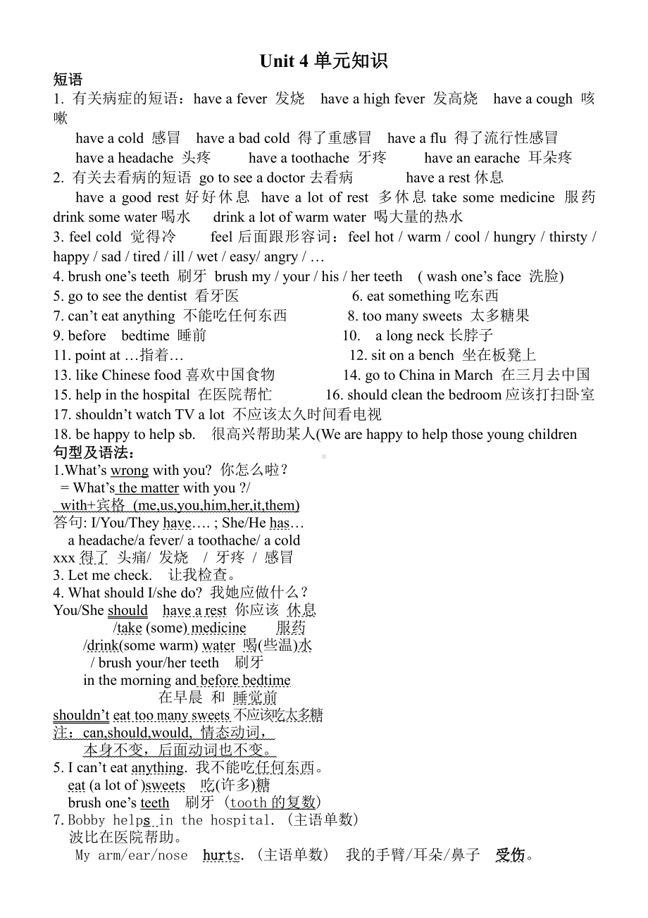 译林版五下英语5BU4知识归纳.doc_第1页