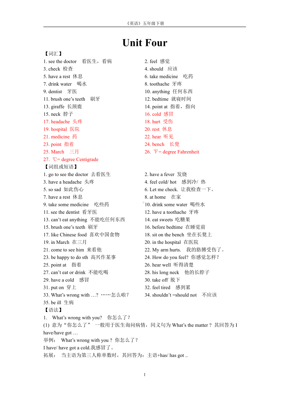 译林版五下英语5B Unit4知识点汇总.doc_第1页