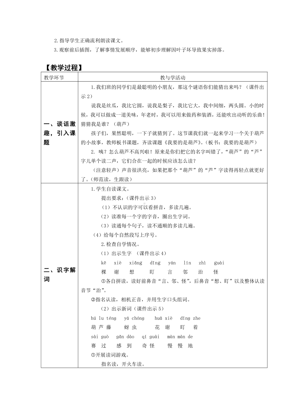 南京部编版二年级语文上册第五单元《我要的是葫芦》教案.docx_第2页