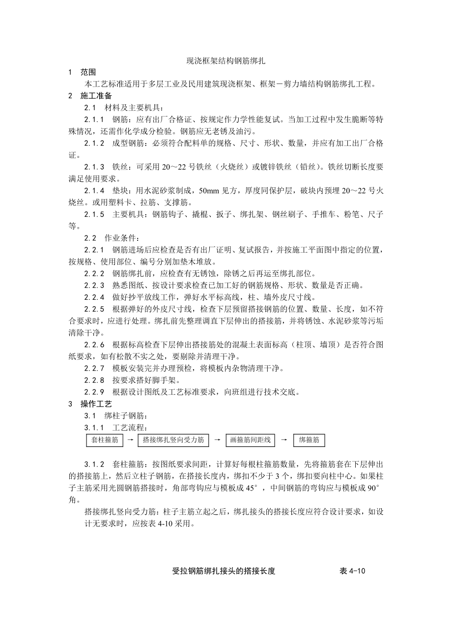 009现浇框架结构钢筋绑扎工艺.doc_第1页