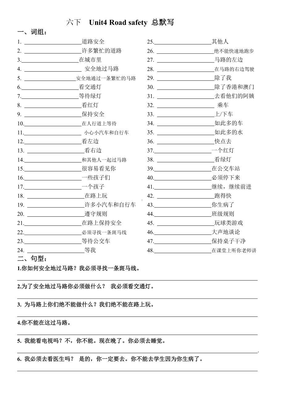 译林英语六下Unit4总默写.doc_第1页