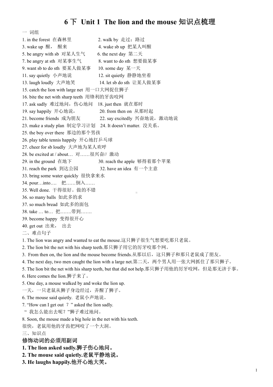 新译林英语6B-全册知识点梳理(重点词汇、句型、语法知识整理).doc_第1页