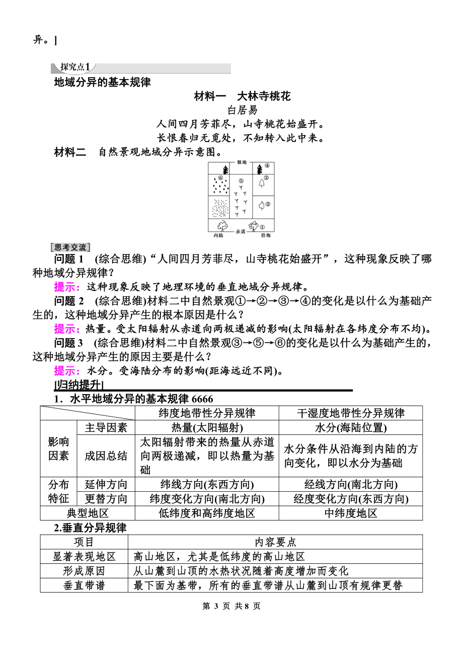 （新教材）2021新湘教版高中地理选择性必修一5.2 自然环境的区域差异性 学案 .doc_第3页