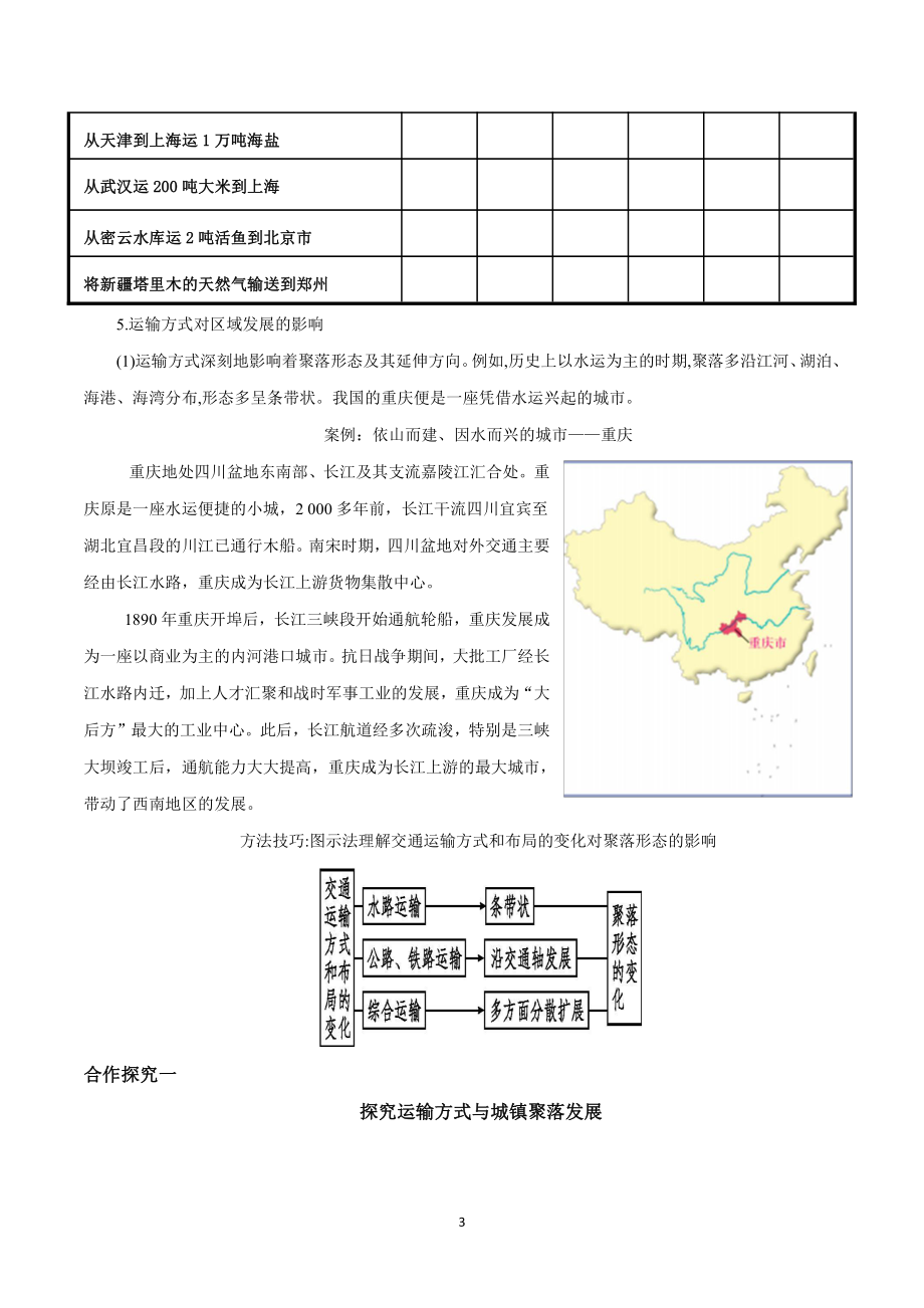 （新教材）2021鲁教版高中地理必修二4.1交通运输与区域发展学案.doc_第3页