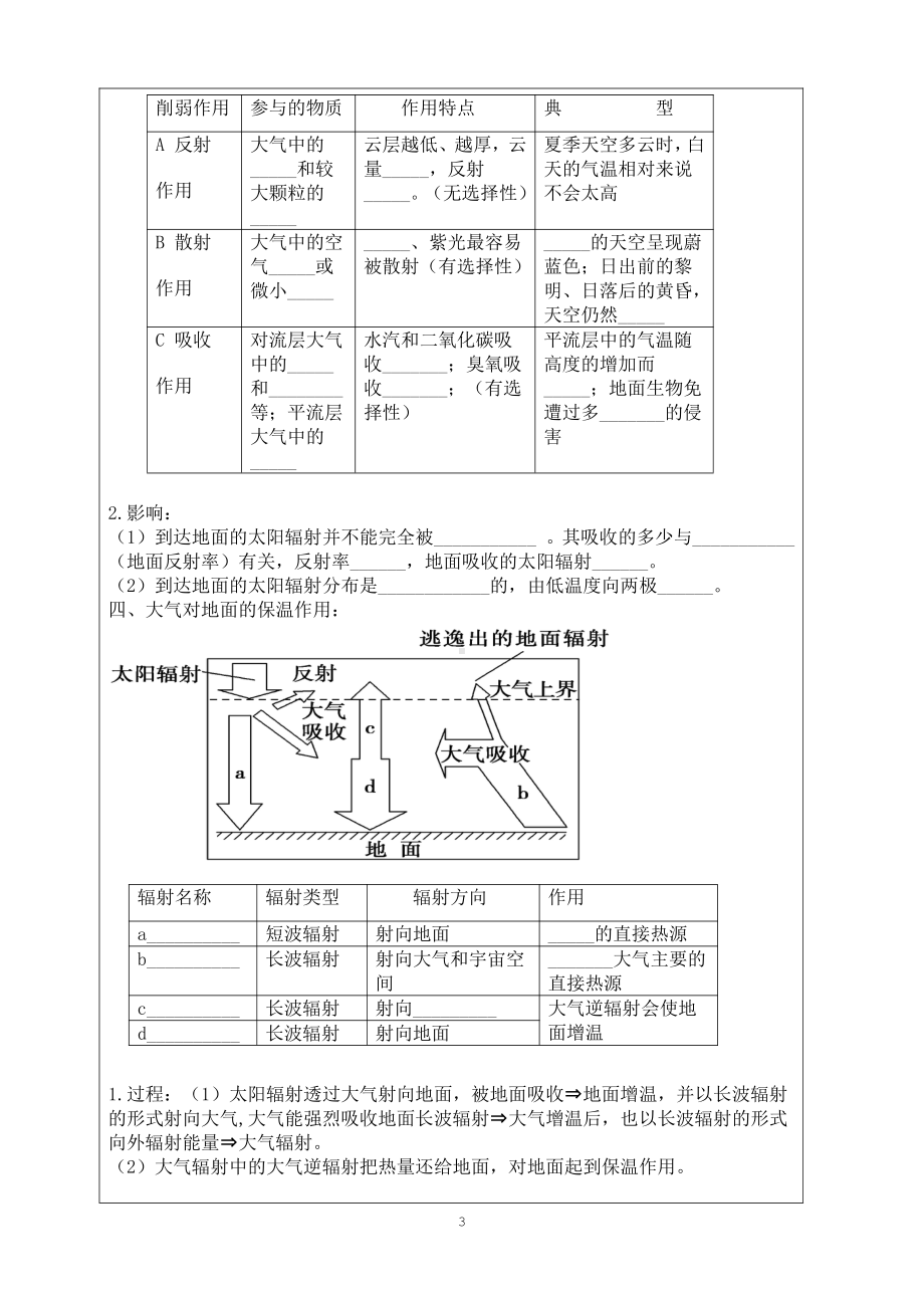 （新教材）2021新湘教版高中地理必修第一册第三章　地球上的大气复习课“生本课堂”导学案.doc_第3页