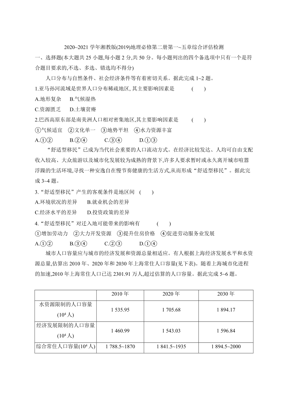 （新教材）2021新湘教版高中地理必修第二册章末检测卷(全册6份打包).zip