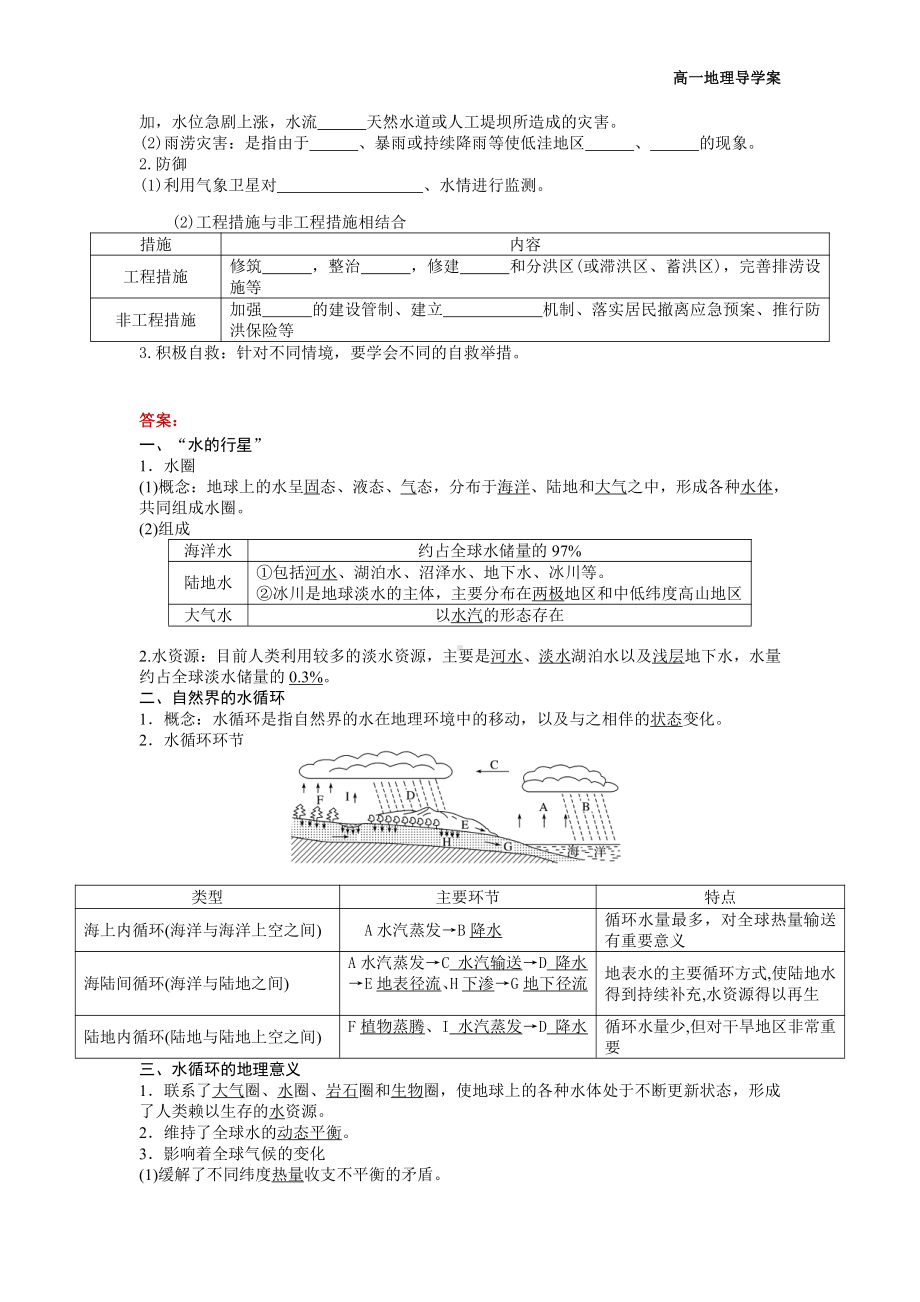 （新教材）2021新湘教版高中地理必修第一册第4章第1节 水循环 导学案.docx_第2页