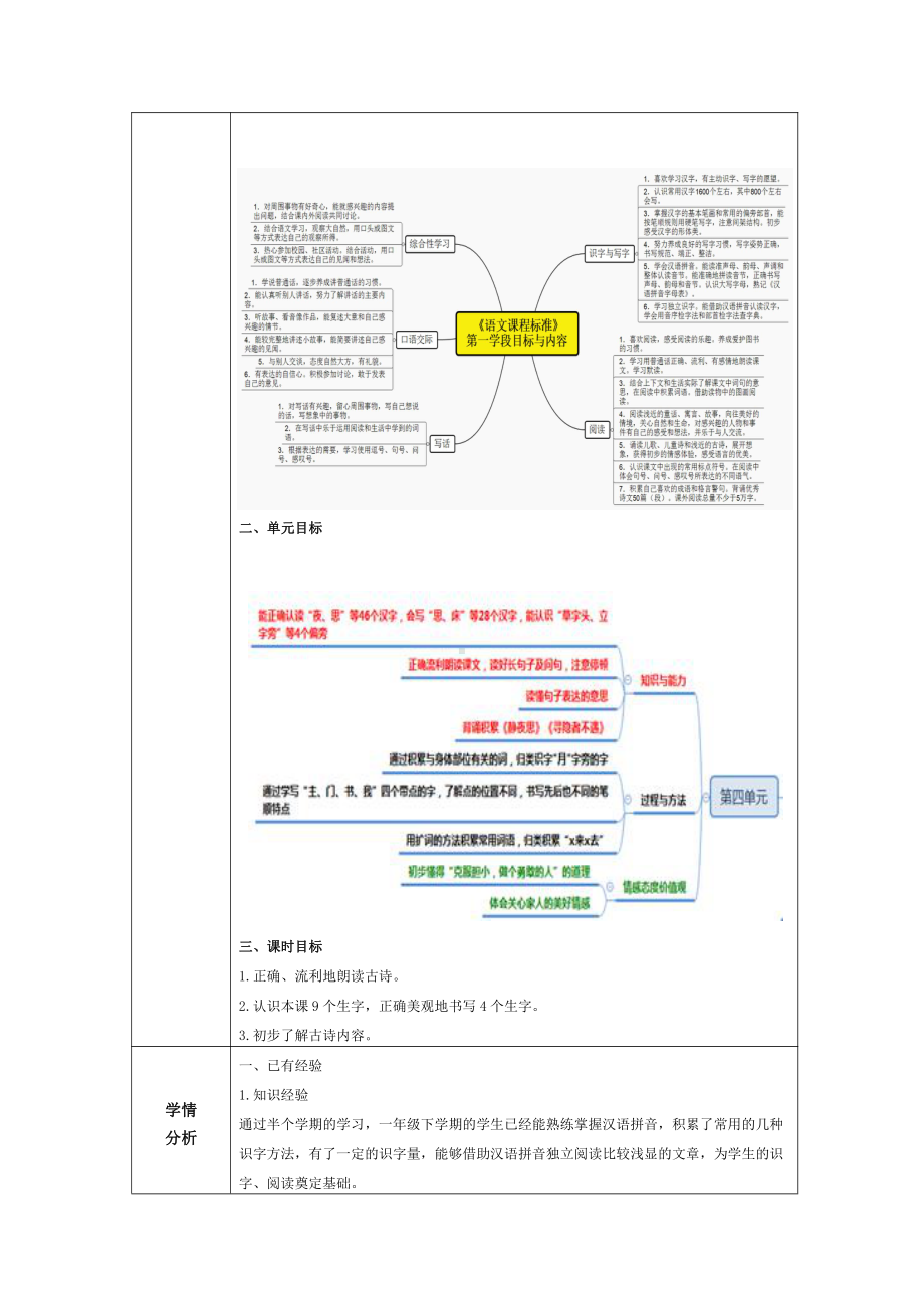 部编版一年级语文下册第四单元的第二篇课文《夜色》教案（共2课时）.doc_第2页