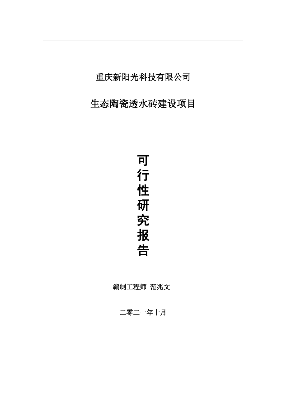 生态陶瓷透水砖项目可行性研究报告-用于立项备案.wps_第1页