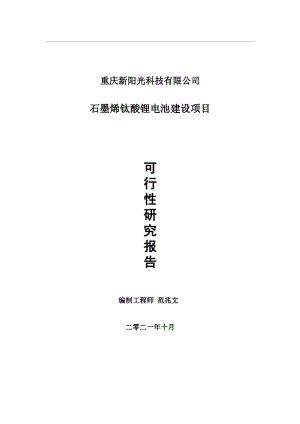 石墨烯钛酸锂电池项目可行性研究报告-用于立项备案.wps