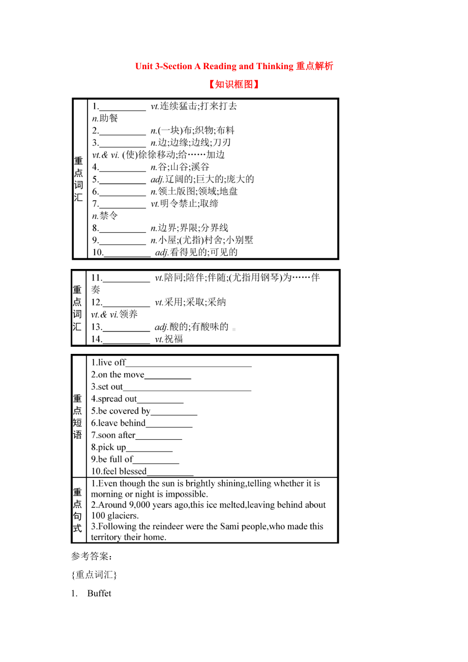 （2019版）新人教版选择性必修第一册Unit 3Reading and Thinking 重点解析学案.doc_第1页