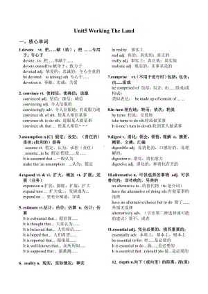 （2019版）新人教版选择性必修第一册Unit 5 Working the Land 重点单词 （含答案）.docx