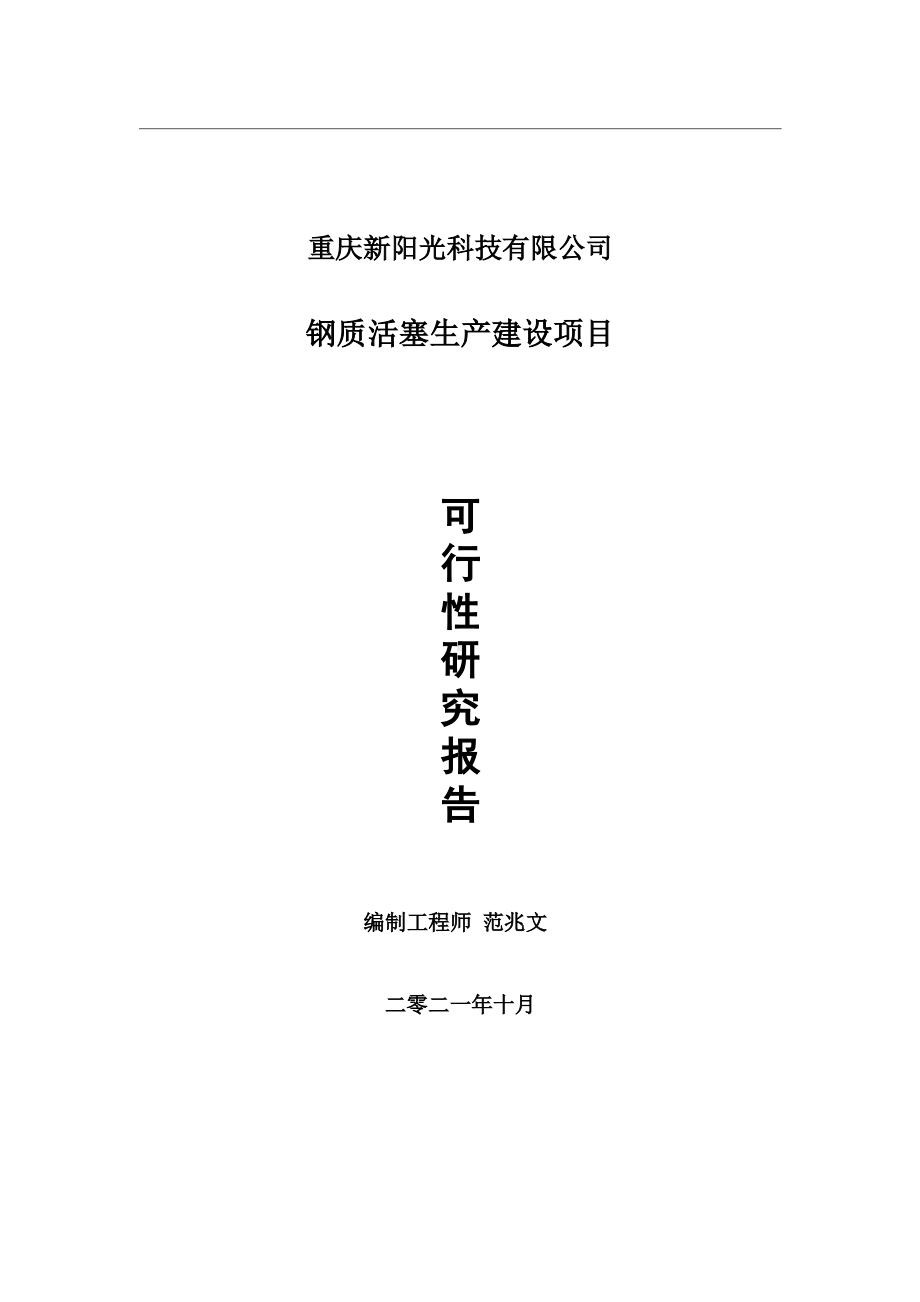 钢质活塞生产项目可行性研究报告-用于立项备案.wps_第1页