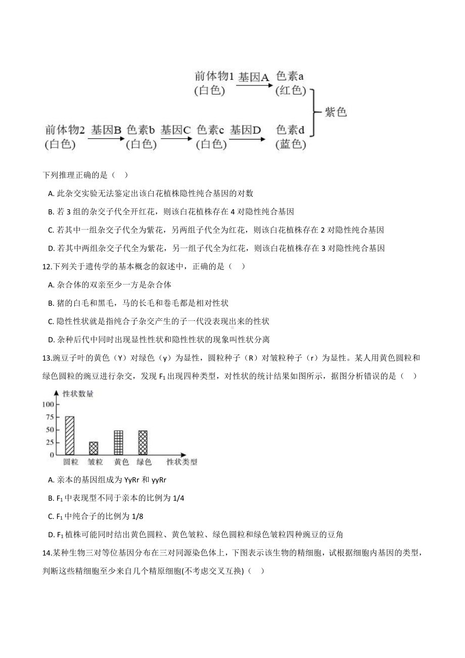 （新教材）2019人教版高中生物必修二1.2孟德尔的豌豆杂交实验（二）提升优化检测.docx_第3页