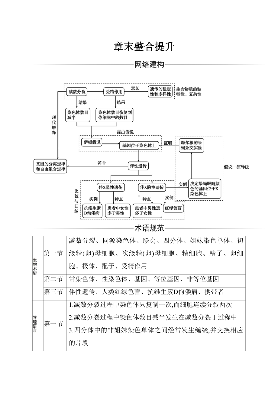 （新教材）2019人教版高中生物必修二第2章 章末整合提升讲义.docx_第1页