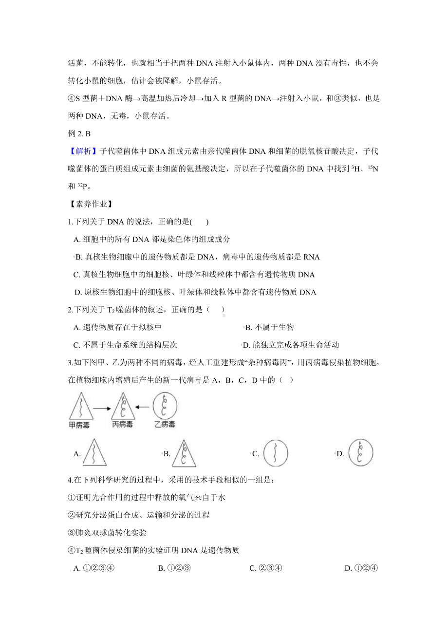 （新教材）2019人教版高中生物必修二3.1DNA是主要的遗传物质讲义.docx_第3页