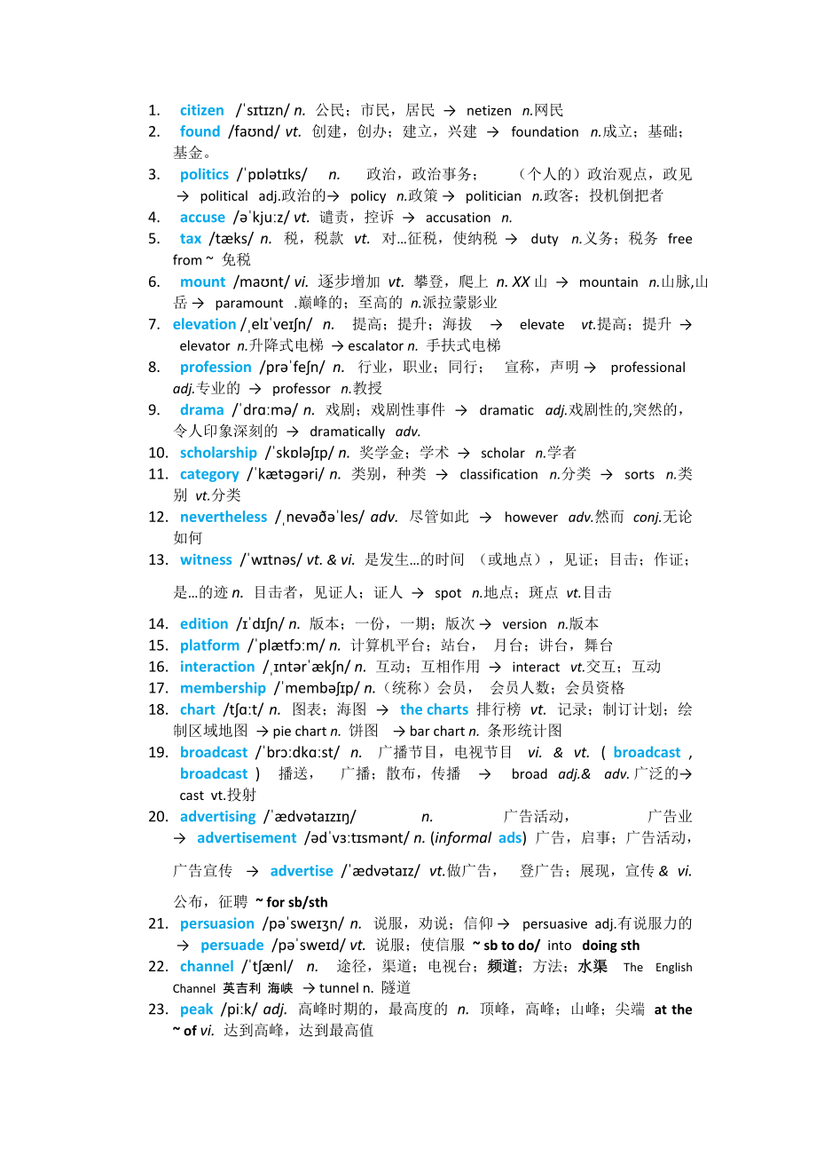 （新教材）2022新牛津译林版高中英语选择性必修第二册Unit1-4词汇变形-综合拓展(8份).rar