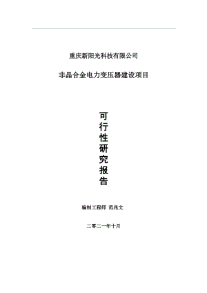 非晶合金电力变压器项目可行性研究报告-用于立项备案.wps