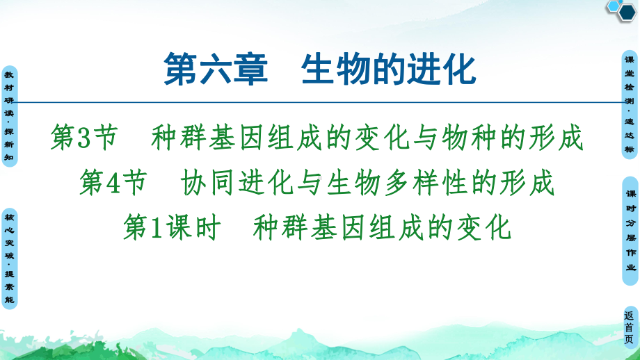 （新教材）2019新人教版高中生物必修二第6章第3节第4节第1课时种群基因组成的变化课件.ppt_第1页