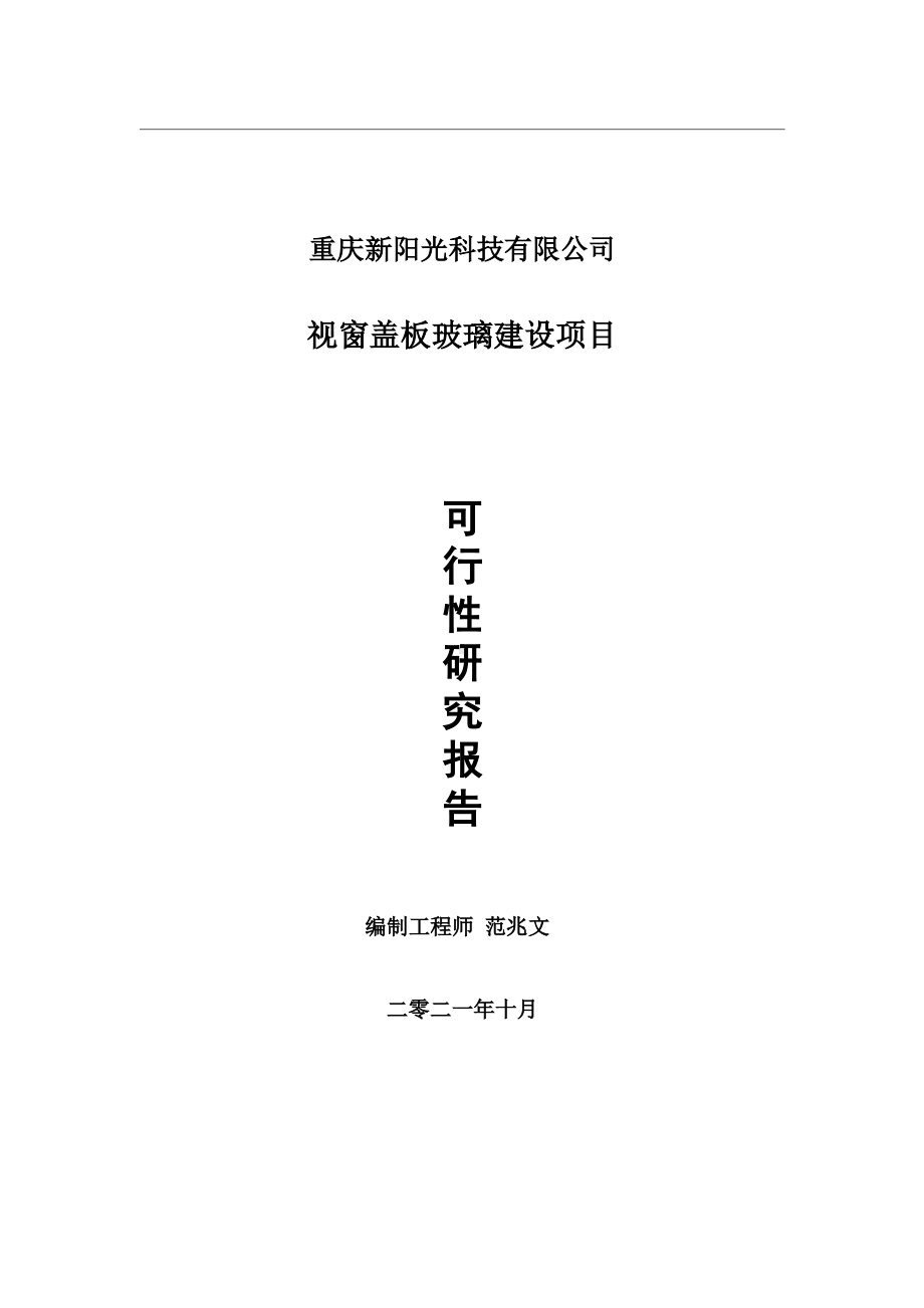 视窗盖板玻璃项目可行性研究报告-用于立项备案.wps_第1页