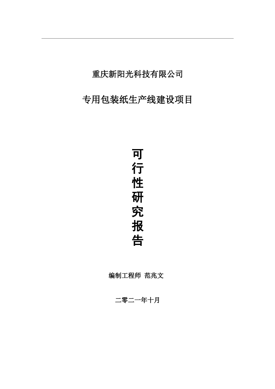 专用包装纸生产线项目可行性研究报告-用于立项备案.wps_第1页