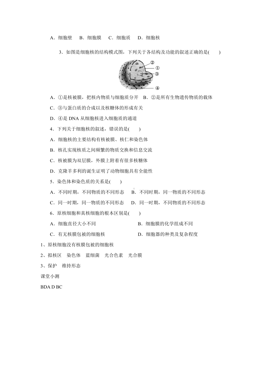 2.6原核细胞内无成形的细胞核学案-（新教材）2019新浙科版高中生物必修一.doc_第2页