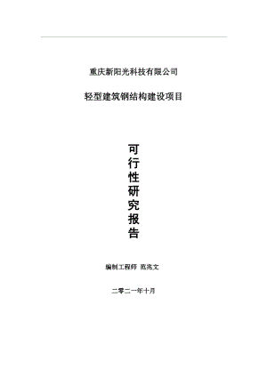 轻型建筑钢结构项目可行性研究报告-用于立项备案.wps