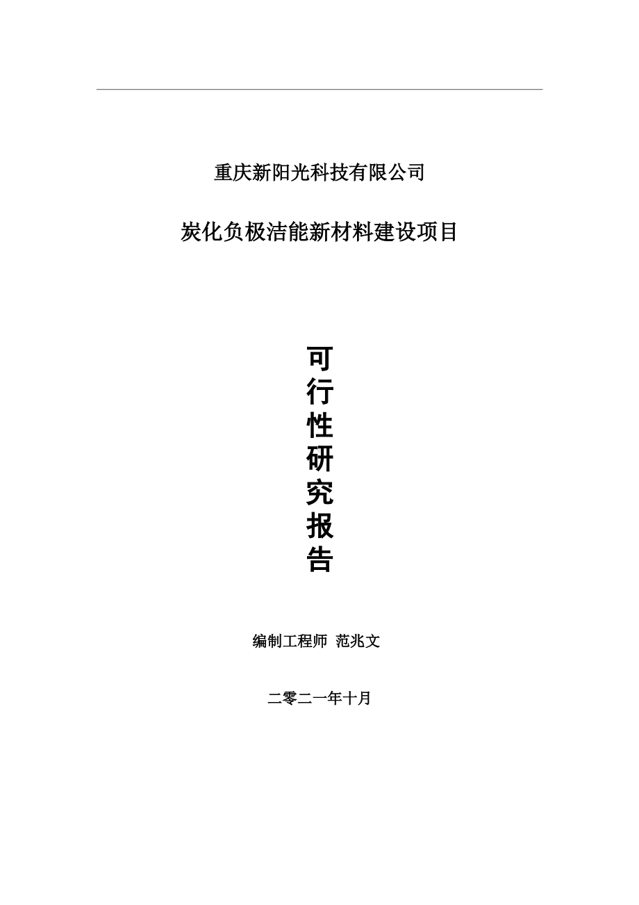 炭化负极洁能新材料项目可行性研究报告-用于立项备案.wps_第1页