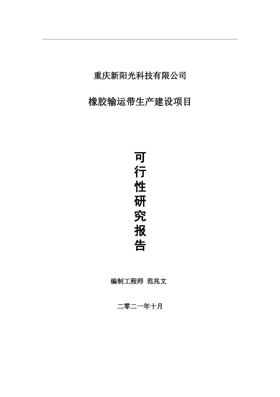 橡胶输运带生产项目可行性研究报告-用于立项备案.wps_第1页