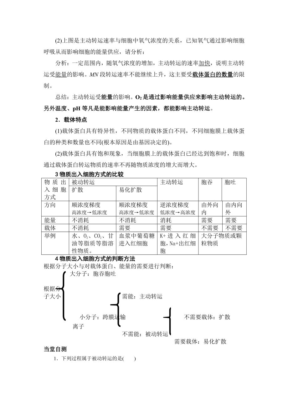 3.3物质通过多种方式出入细胞第2课时主动转运胞吞和胞吐学案-（新教材）2019新浙科版高中生物必修一.doc_第2页