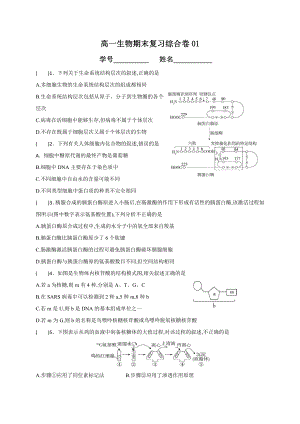 （新教材）2019新人教版高中生物必修1期末考试综合复习卷(一) .doc