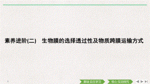 （新教材）2019新人教版高中生物必修一素养进阶(二)　生物膜的选择透过性及物质跨膜运输方式ppt课件.pptx