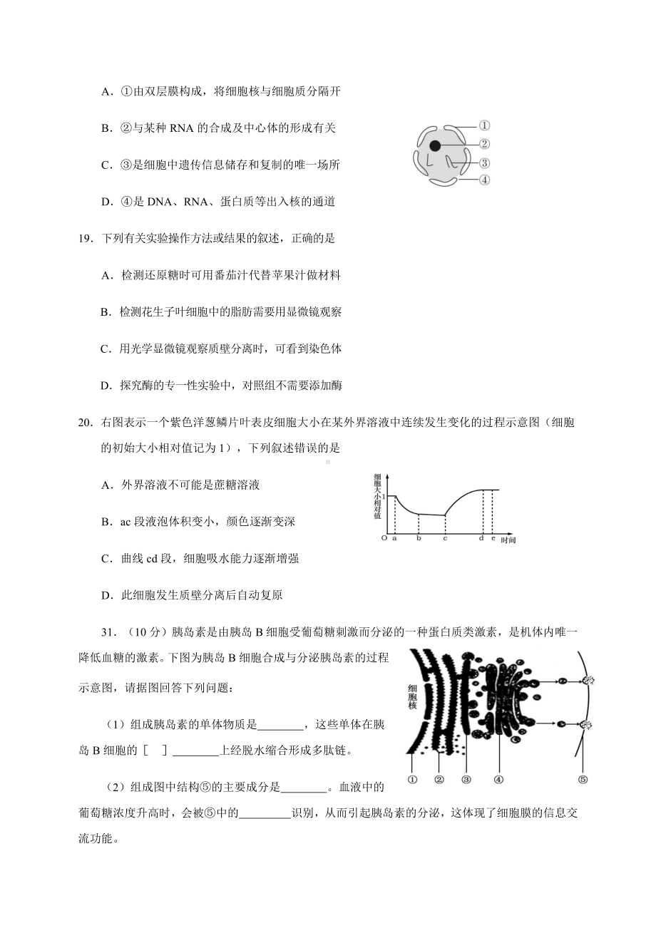 （新教材）2019新人教版高中生物必修1期末考试仿真模拟试卷1 .docx_第3页