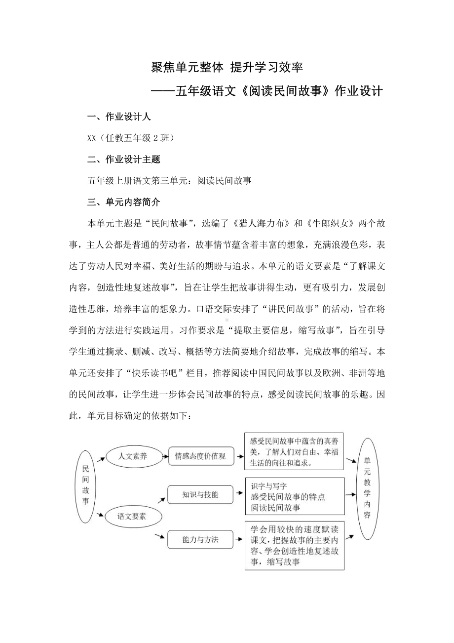 实验小学双减作业五年级语文上册《阅读民间故事》作业设计.docx_第1页