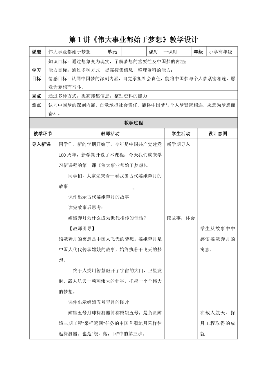 习近平新时代中国特色社会主义思想读本（高年级）全册教案.docx_第1页