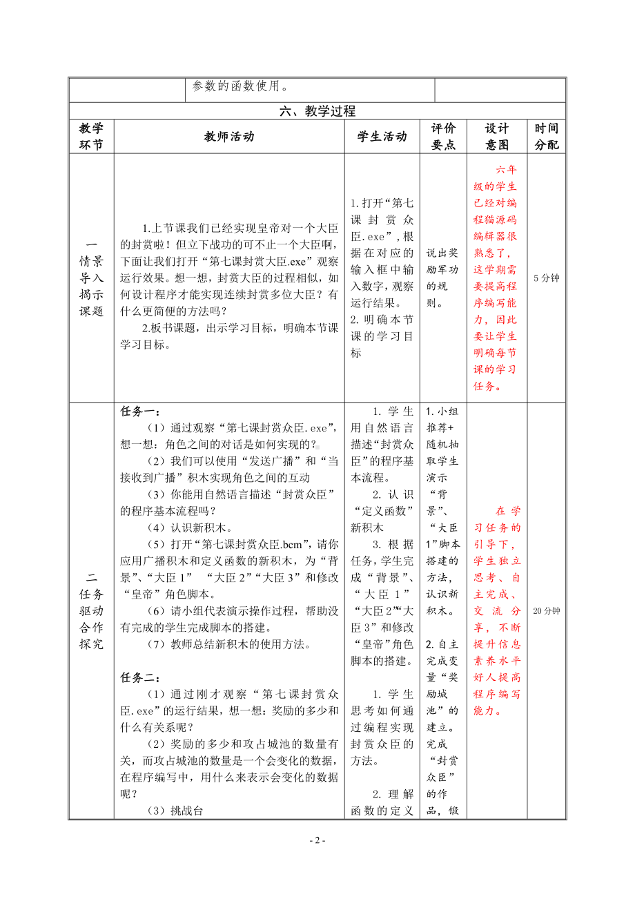 河南大学版六年级上册信息技术第7课 封赏众臣 教学设计（表格式）.doc_第2页