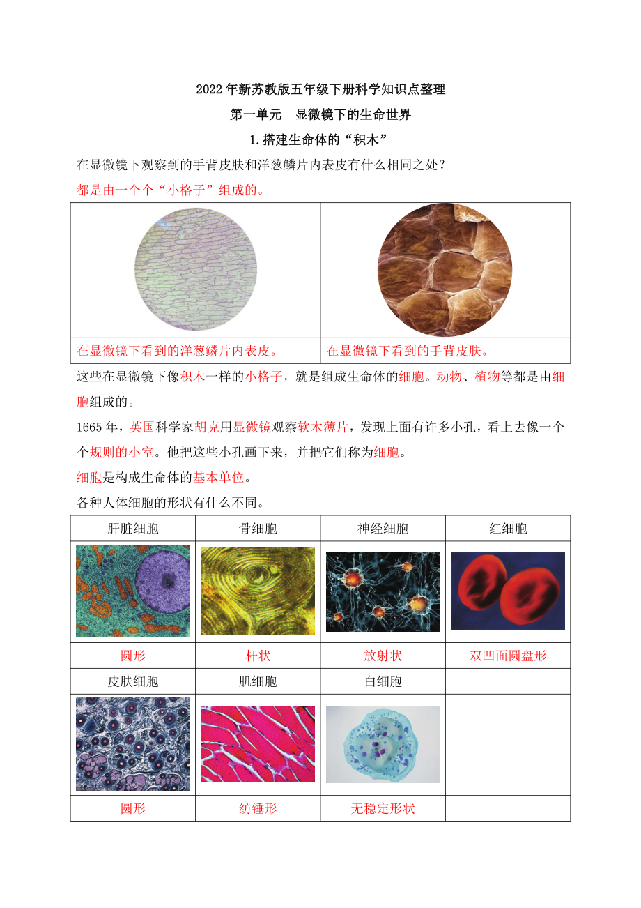 2022年新苏教版五年级下册科学第1-2单元知识点整理.docx_第1页