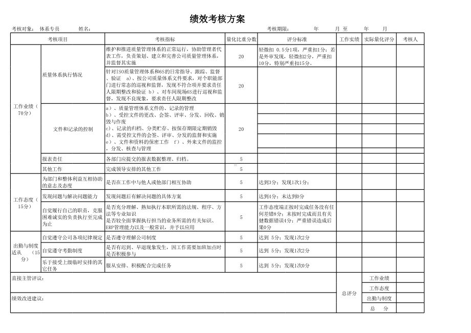 体系专员绩效考核表.xls_第1页