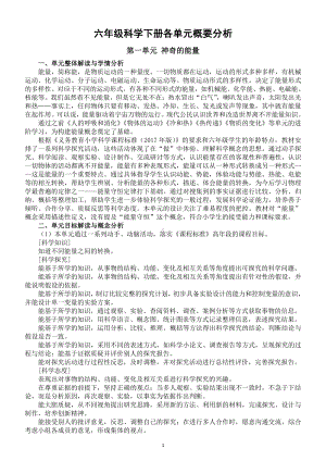 小学科学苏教版六年级下册备课参考（各单元概要分析含学情分析、活动导图、课时安排等六个方面）（2022新版）.docx