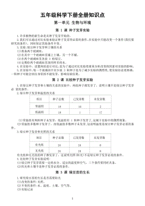 小学科学教科版五年级下册全册知识点整理汇总（附填空版）（2022新版）.docx