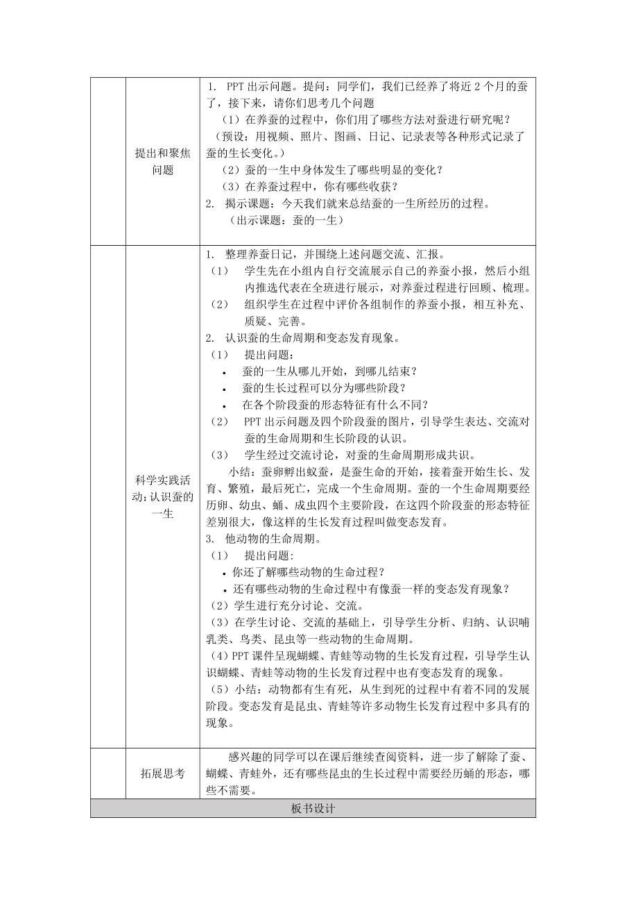 2022人教鄂教版四年级下册科学2.8《蚕的一生》教案.docx_第2页