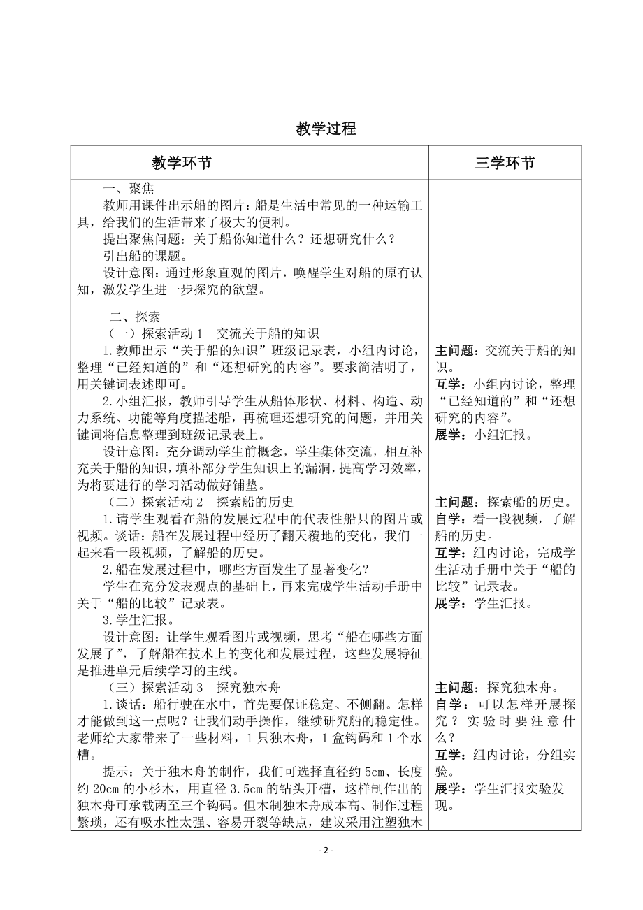 2022杭州市新教科版五年级科学下册第二单元《2.1船的历史》教案.docx_第2页