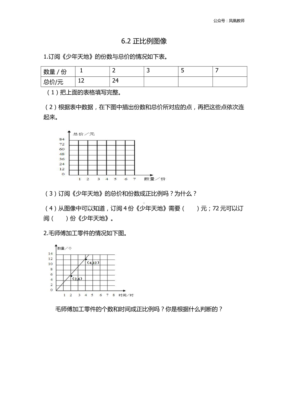 苏教版六下数学6.2 正比例图像.doc_第1页