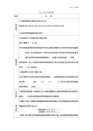 苏教版六下数学6.2 认识反比例的量.docx