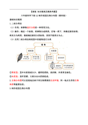 2.2制作校园生物分布图-知识点归纳 及 练习题-2022新教科版六年级下册《科学》.doc