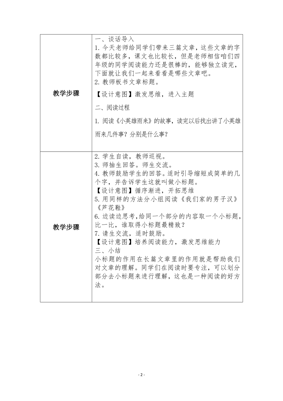 群文阅读教案：《19 学会列小标题》教学设计（3页公开课精品资料）.pdf_第2页