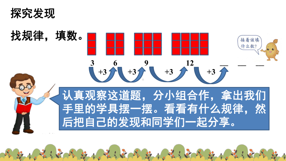 人教版数学一年级下册：第7单元找规律 第2节稍复杂的图形和数字规律课件.pptx_第3页