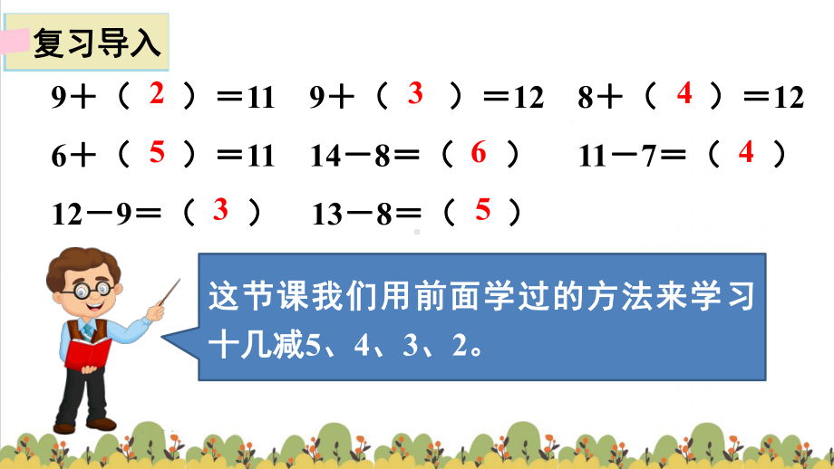 人教版数学一年级下册：第2单元20以内的退位减法 第4节十几减5、4、3、2课件.pptx_第3页